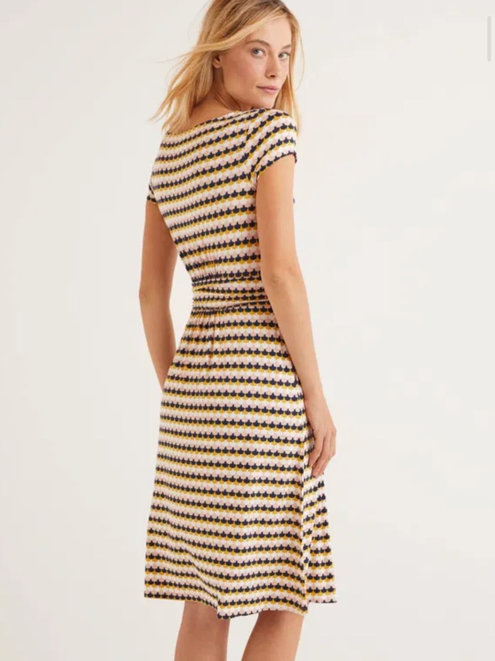 BOGO! Boden Amelie Jersey Dress in Tuscan Sun Scallop Petal Print 6 - Picture 4 of 10
